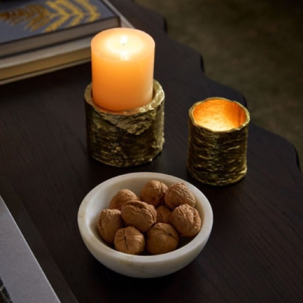 WEST ELM NWT Birch metal candleholders -gold -votive -3.25”h - Picture 4 of 10